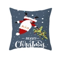 Detail of Christmas pillowcase featuring Santa and snowflake pattern on blue background - 18x18 Inch / Dark Blue Upside Down Santa Style (DRD314-3)
