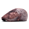 Artistic tie-dye flat cap in vintage brown and grey with cracked earth texture effect - Multicolor 4