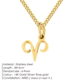 Gold Aries zodiac constellation pendant necklace in stainless steel finish - Aries / Gold