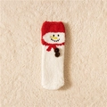 Cute snowman coral fleece Christmas socks in festive red and white warm winter style - Scarf Snowman