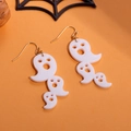Orecchini a fantasma di Halloween in acrilico glitterato bianco con ganci dorati su arancione - Fantasma Bianco