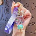 Cute bunny liquid quicksand keychain with purple gradient strap and bright star sequins - Liquid Player No.1 Pendant - Purple