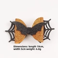 Nœud d'Halloween avec chauve-souris pailletée et toile d'araignée, 10cm x 5cm, 6,8g - Style Orange 1