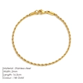 Bracciale a catena ritorta minimalista da 2 mm in acciaio inossidabile placcato oro 14k - Oro (YS44658)