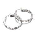 Silberne Edelstahl-Ohrreifen mit klaren Kristallsteinen in kreisförmigem Design - 30MM / Silber