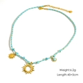 Collar tejido a mano con colgantes de sol y cuentas azules en cordón azul y amarillo - Cuerda Azul Amarillo Doble Sol Colgante Cuenta Azul (YTN2411210)