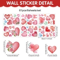 Set di 61 adesivi per finestre di San Valentino con cuori e rose in materiale PVC - Stile Cuori Rose e Diamanti (UV24Y12902T_T) / 61 Pezzi/6 Fogli