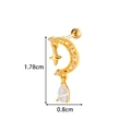Gouden maan en ster kraakbeen oorknopje met zirkonia en een schroefsluiting - Maan Ster Druppel (0181-2#) / Goud
