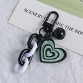 Creative layered heart keychain with black bells and colorful link chain for bags - Black