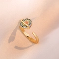 Gouden open ring met een sterrenstelsel-bol en kleurrijke zirkonia-stenen in pavé - Gekleurde Roterende Planeet Ring