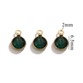 Three 6.5mm round emerald green crystal connectors with gold plated stainless steel edges - Single Hole Gold - Dark Green
