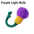 Purple light bulb plush dog toy with cotton rope for small dogs to chew and play - Purple