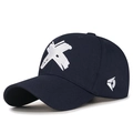Navy blue baseball cap featuring white embroidered X letter with side geometric detail - Adjustable / Navy Blue