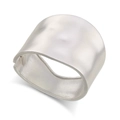 Modern silver wide metal bangle with matte brushed finish and minimalist geometric design - Brushed Silver