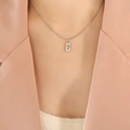 Minimalistische silberne Edelstahl-Schlangenkette mit hohlem Nummer 7 Anhänger - 40+5cm / Stahlfarbe