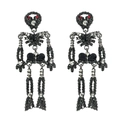 Boucles d'oreilles tête de mort gothiques avec strass noirs et yeux en cristal rouge - Noir