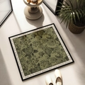 Square diatomaceous earth bathroom mat with green floral pattern and inspirational quote - Green Rose Mystery