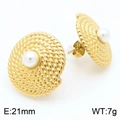Vintage golden woven hoop earrings with central pearl inlay in 21mm diameter - 21mm / Style B Gold