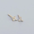 Orecchini a trifoglio in argento S925 placcato oro con tre zirconi cubici scintillanti - Colore Dorato (zircone Bianco)