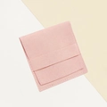 Pink velvet jewelry pouch with envelope flap closure for rings and earrings - Envelope Style / 8*8cm / Light Pink