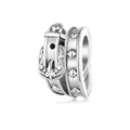 Retro s925 sterling silver belt buckle bead with rivets for DIY bracelets charm - Vintage Belt Buckle Charm (SCC2568)