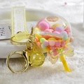 Creative yellow lollipop keychain with colorful candy beads and Sakura silicone charm strap - Lemon Yellow