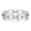 Anello naso di maiale in argento sterling S925 con zirconi in stile coreano chic - US 5 / Stile Catena con Zirconi Parziali (CBJZ150)