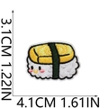 Japanese tamagoyaki sushi embroidery patch with precise size measurements on white background - Tamago Sushi