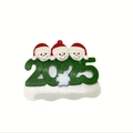 DIY personalized resin Christmas ornament with 3 snowmen and green 2025 year logo - 3 Snowmen Heads