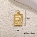 Golden rectangular charm with love engraving and small gemstone, 2cm size - Love Rectangular Tag