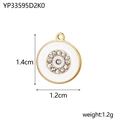 Macro view of gold stainless steel evil eye charm with dimensions 1.4cm by 1.2cm - YP33595D2K0-White Base Gold Edge