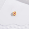 S925 sterling silver gold floral bead with pink crystal for DIY jewelry bracelets - Gold with Rose Red Rhinestone Flower Spacer Bead