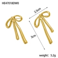 Minimalist 14K gold plated stainless steel butterfly stud earrings with size dimensions - HE47018DW0 Gold Slim Bow