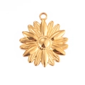 Golden sunflower pendant made of stainless steel with polished finish for DIY jewelry - 16# Sunflower