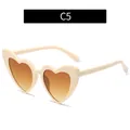Fashionable cream heart-shaped sunglasses with gradient orange lenses for women - Beige Frame Brown Lens