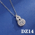 Macro view of a calabash pendant necklace with a brilliant round-cut center stone - Style DZ14 [2 Carat, No Chain]