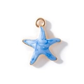 Light blue starfish pendant with gold-plated edges and colorful enamel drip finish - Holographic Blue