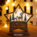 Luminous star-shaped wooden reindeer scene ornament with Merry Christmas carving - Star Deer