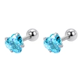 Boucles d'oreilles cœur en acier inoxydable argenté avec pierres bleu clair et vis - 3mm Coeur Zircone Bleue (Paire)