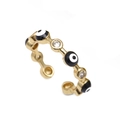 Verstellbarer goldener Herz-Augen-Ring mit blauer Emaille und funkelnden Zirkonia-Steinen - Einstellbar Offen / Schwarz
