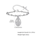 Détail du bracelet médaille Vierge Marie montrant les dimensions 2,2x1,3cm et 16+5cm de long - Bracelet (BR-2711S) / Acier