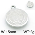 Pendentif Saint Benoît en argent acier inoxydable 15mm de large et 2g pour colliers - Couleur Acier Saint Benoît / 15mm