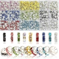 Macro detail of 24-color crystal rhinestone spacer beads in a clear organizer box - 18 Grids 1080 Pcs
