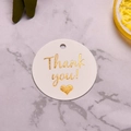 Etichetta regalo tonda in carta bianca con scritta Thank You dorata su marmo - Bronzatura Rotondo Thank You - Bianco - 4.5cm
