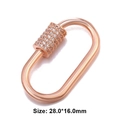 Rose gold oval screw lock carabiner clasp for jewelry making, size 28x16mm - Style 27 (Rose Gold Pave Zircon Oval Clasp 28x16mm)