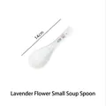 Ceramic soup spoon with purple flower patterns and 14cm length for tableware set - Purple Flower - Small Soup Spoon