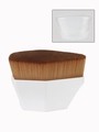 Hexagonal foundation brush with dense brown bristles and a clear protective cover - Flat Head (With Dust Box) / White