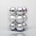 Set di 12 palline di Natale argento con finiture opache, lucide e glitterate per albero - 6cm / Argento