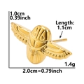 Polished golden beetle stud earrings detail with dimensions and specifications - Scarab Beetle-Gold