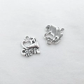 Macro view of silver cheerleading charms with CHEER engraving and heart megaphone details - 1Pc Horn 15x18mm